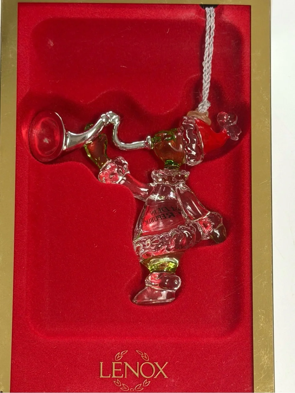 Lenox Dr. Seuss Grinch Blown Glass Crystal Christmas Ornament Horn 2004 NOS